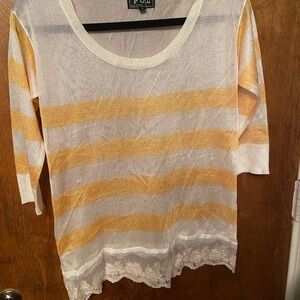 POL White and yellow Striped Top